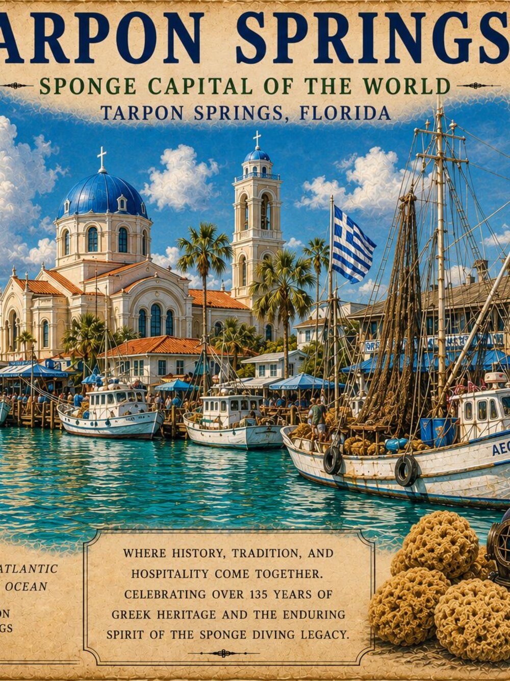 Tarpon Springs Florida Archive Print | Vintage Sponge Docks Wall Art - Picture 5 of 5
